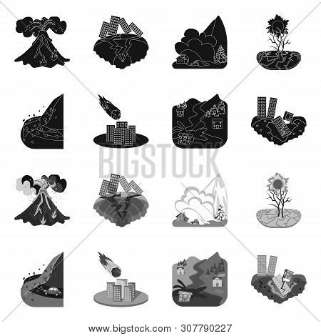 Vector Illustration Of Weather And Distress Icon. Collection Of Weather And Crash Stock Symbol For W