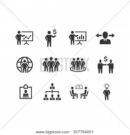 Beautiful, Meticulously Designed Business Management Icon Set Gray Version