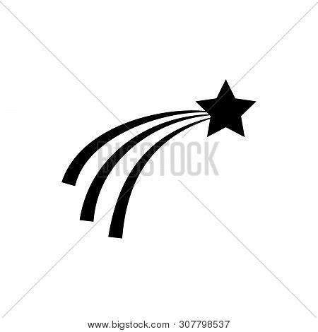 Black Falling Star Icon Isolated On White Background. Shooting Star With Star Trail. Meteoroid, Mete