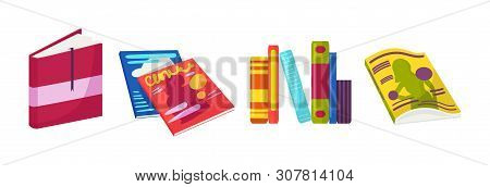 Books Vector Opened Diary Story-book And Notebook On Bookshelves In Library Or Bookstore Illustratio