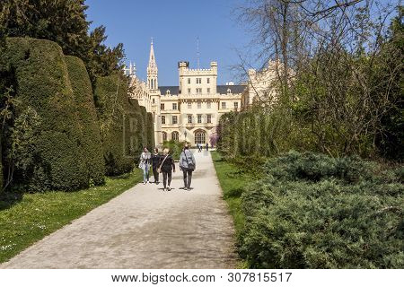 Lednice, Czech Republic - April 22, 2019: Castle Lednice On April 22,2019 In Lednice In Czech Republ
