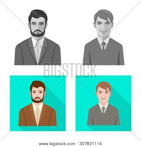 Vector Illustration Of Hairstyle And Profession Symbol. Set Of Hairstyle And Character Vector Icon F