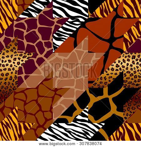 Patchwork Textile Pattern. Seamless Quilting Design Background.