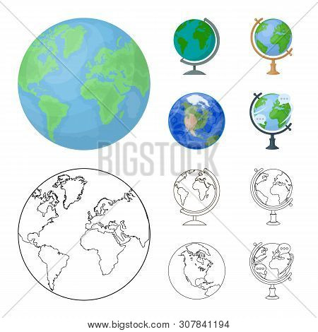 Vector Illustration Of Globe And World Sign. Collection Of Globe And Earth Stock Vector Illustration