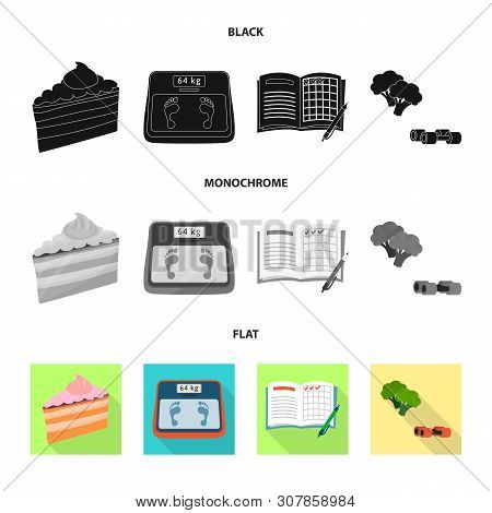 Vector Illustration Of Diet And Treatment Sign. Collection Of Diet And Medicine Vector Icon For Stoc