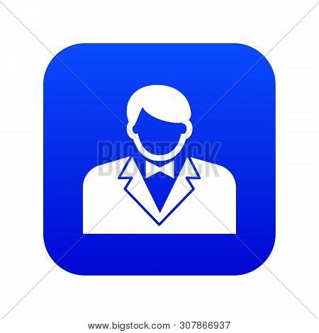 Croupier Icon Blue Vector Isolated On White Background