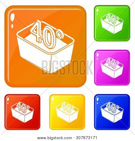 Hand Wash 40 Degrees Celsius Icons Set Collection Vector 6 Color Isolated On White Background