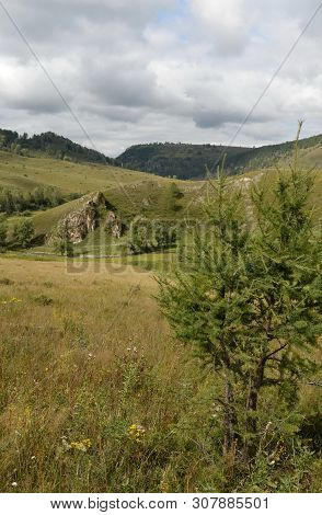 Mountain Landscape In The Vicinity Of The Taiga Village Generalka Altai Territory