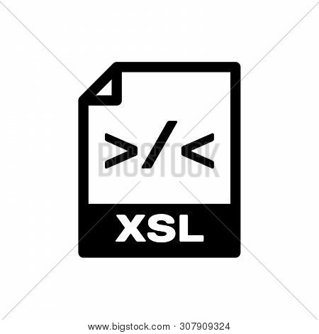 Black Xsl File Document Icon. Download Xsl Button Icon Isolated. Excel File Symbol. Vector Illustrat