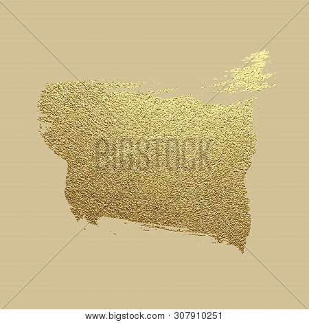 Gold Paint Stroke. Abstract Gold Glittering Textured Art Illustration. Hand Drawn Brush Stroke Desig