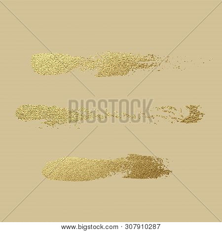 Gold Paint Stroke. Abstract Gold Glittering Textured Art Illustration. Hand Drawn Brush Stroke Desig