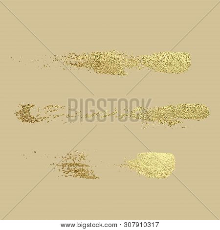 Gold Paint Stroke. Abstract Gold Glittering Textured Art Illustration. Hand Drawn Brush Stroke Desig