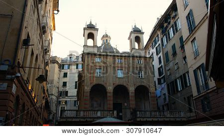 Church Of San Pietro In Banchi, In The Historic Center Of Genoa, Located In Piazza Banchi, In The Mo