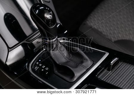 Novosibirsk, Russia - June 18, 2019:  Hyundai I40,  , Close-up Of The Accelerator Handle And Buttons