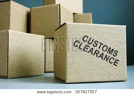 Customs Clearance Stamp On A Side Of Box.