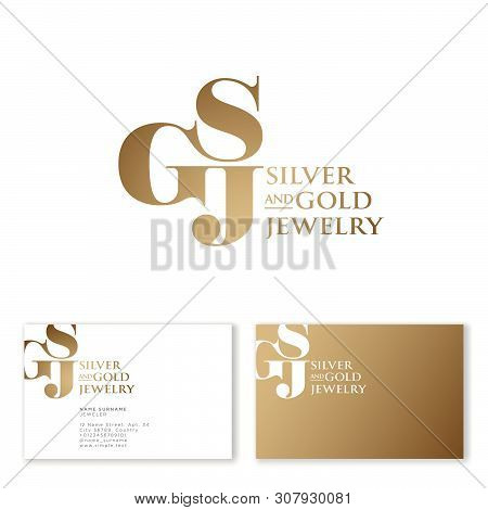 S, G And J Monogram. Premium Emblem For Beauty Brand. Gold And Silver Jewelry Logo. Luxury Logo. Bus