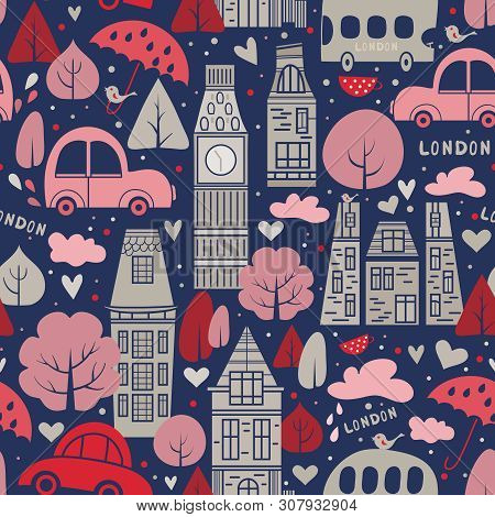 London Pattern Seamless Design. Decoration Textile And Paper Series