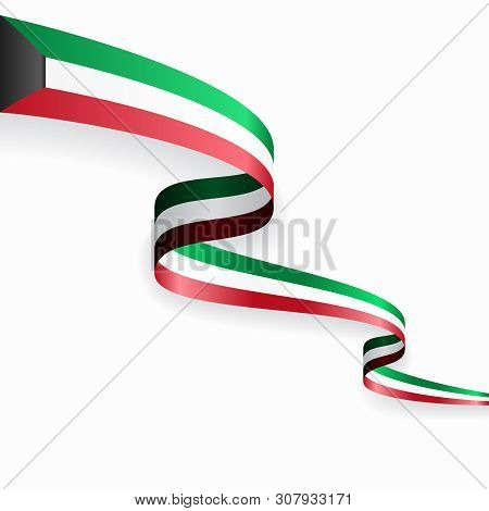 Kuwaiti Flag Wavy Abstract Background. Vector Illustration.