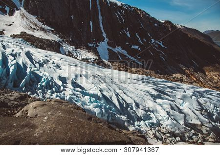 Beautiful Scenery On The Mountains And The Glacier Svartisen Landscape In Norway Scandinavian Nature