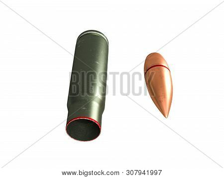 Cartridge 7.62X39 Mm, Russian And Soviet Army, Isolated. 3D Rendering