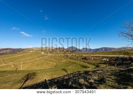 Italian Alps And The Plateau Of Lessinia With The Carega Mountain, Called The Small Dolomites. Regio