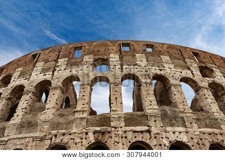 Colosseo Of Rome, Amphitheatrum Flavium 72 A.d. Ancient Coliseum Or Colosseum. Unesco World Heritage