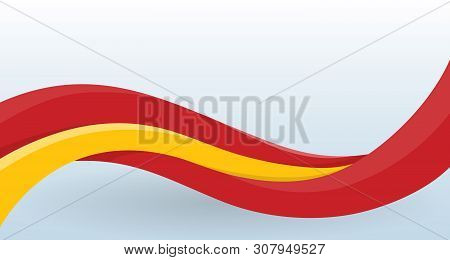 Spain National Flag. Waving Unusual Shape. Design Template For Decoration Of Flyer And Card, Poster,
