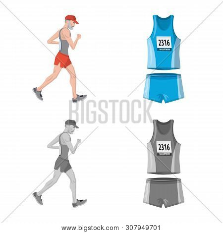 Vector Design Of Sport And Winner Logo. Collection Of Sport And Fitness Vector Icon For Stock.