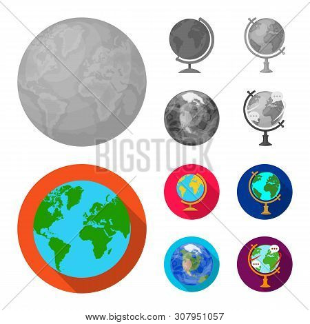 Vector Illustration Of Globe And World Sign. Collection Of Globe And Earth Vector Icon For Stock.