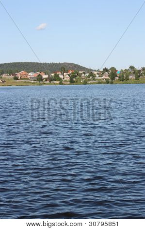 small village near the pond