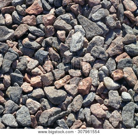 Gravel For Background At Dry Sunny Summer Day