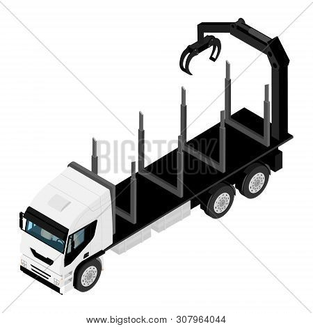 Logging Truck Isometric View Isolated On White Background