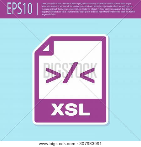 Retro Purple Xsl File Document Icon. Download Xsl Button Icon Isolated On Turquoise Background. Exce