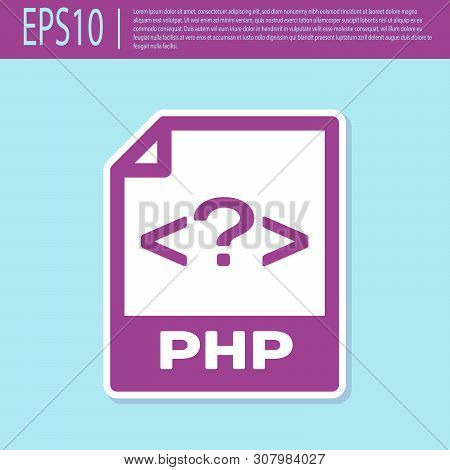 Retro Purple Php File Document Icon. Download Php Button Icon Isolated On Turquoise Background. Php 