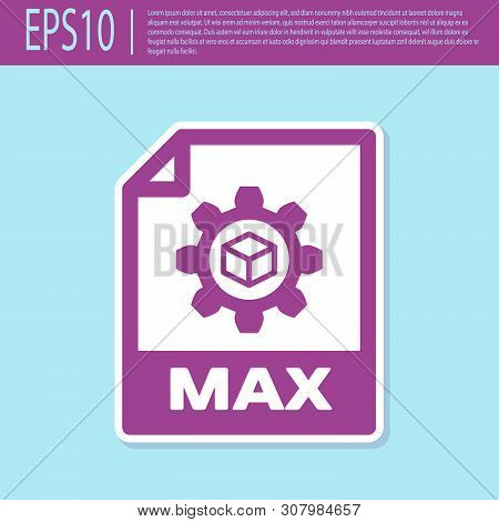 Retro Purple Max File Document Icon. Download Max Button Icon Isolated On Turquoise Background. Max 