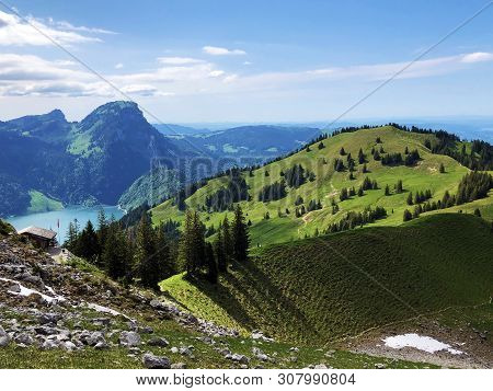 Bruschstockbugel (brueschstockbuegel) And Gross Aubrig Mountains Above The Valley Wagital Or Waegita