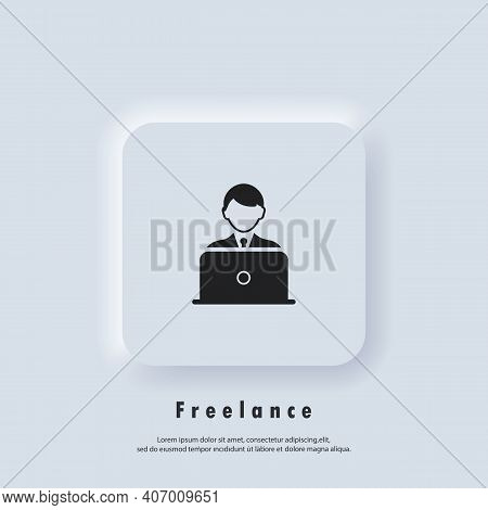 Freelance Logo. Telework Icon. Freelance. Career, Work During Quarantine. Vector. Ui Icon. Neumorphi