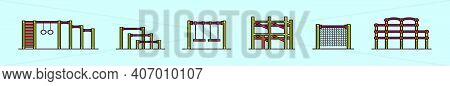 Set Of Jungle Gym Cartoon Icon Design Template With Various Models. Modern Vector Illustration Isola