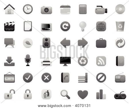 grau Icon-Set (multimedia, Internet und Office)