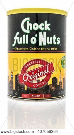 Winneconne, Wi -30 January 2021: A Package Of Chock Full O Nuts Coffee On An Isolated Background.