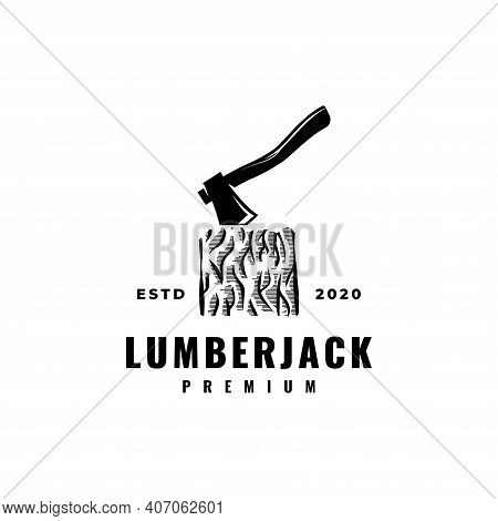 Axe With Log Logo Design Icon Vector Template