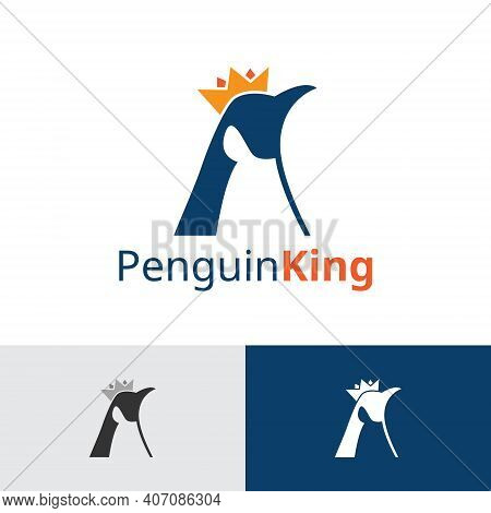 Emperor Penguin King Crown Animal Logo Template
