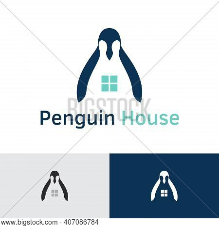 Penguin House Sweet Home Family Logo Template