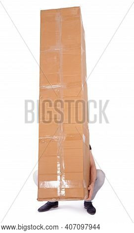 Man Carrying A Oversized Cardboard Box