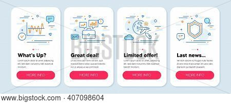 Set Of Business Icons, Such As Business Portfolio, Stock Analysis, Search Flight Symbols. Mobile App