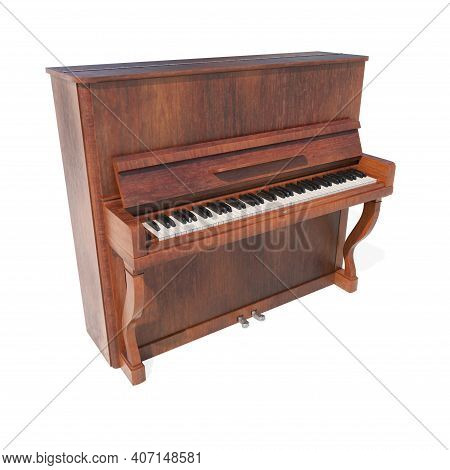 Piano, Grand Piano Percussion Music Instrument Isolated On White Background 3d Rendering
