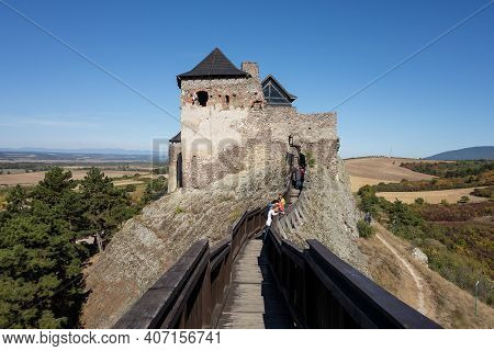 Boldogko, Hungary - September 30, 2018: The Tower And Fortification Of Boldogkovaralja Castle In Hun