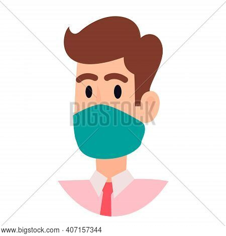 People Face With Mask Icon Isolated On White. Notice Safety Sign. Guy Wearing Protective Mask. Rules
