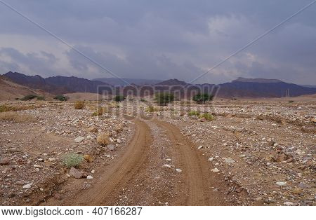 Hiking In Evening In Shehoret Mountains, South Israel