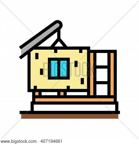 Ready Wall For Building House Color Icon Vector. Ready Wall For Building House Sign. Isolated Symbol